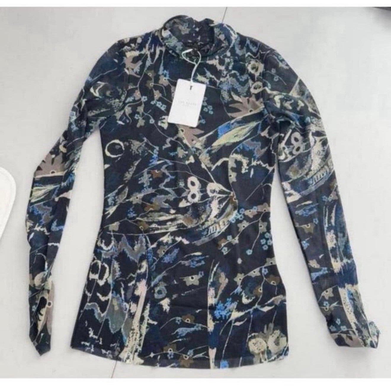 Ted Baker Rechel Jersey Printed Roll Neck shirt top NIEUW, P, Blauw, P, P