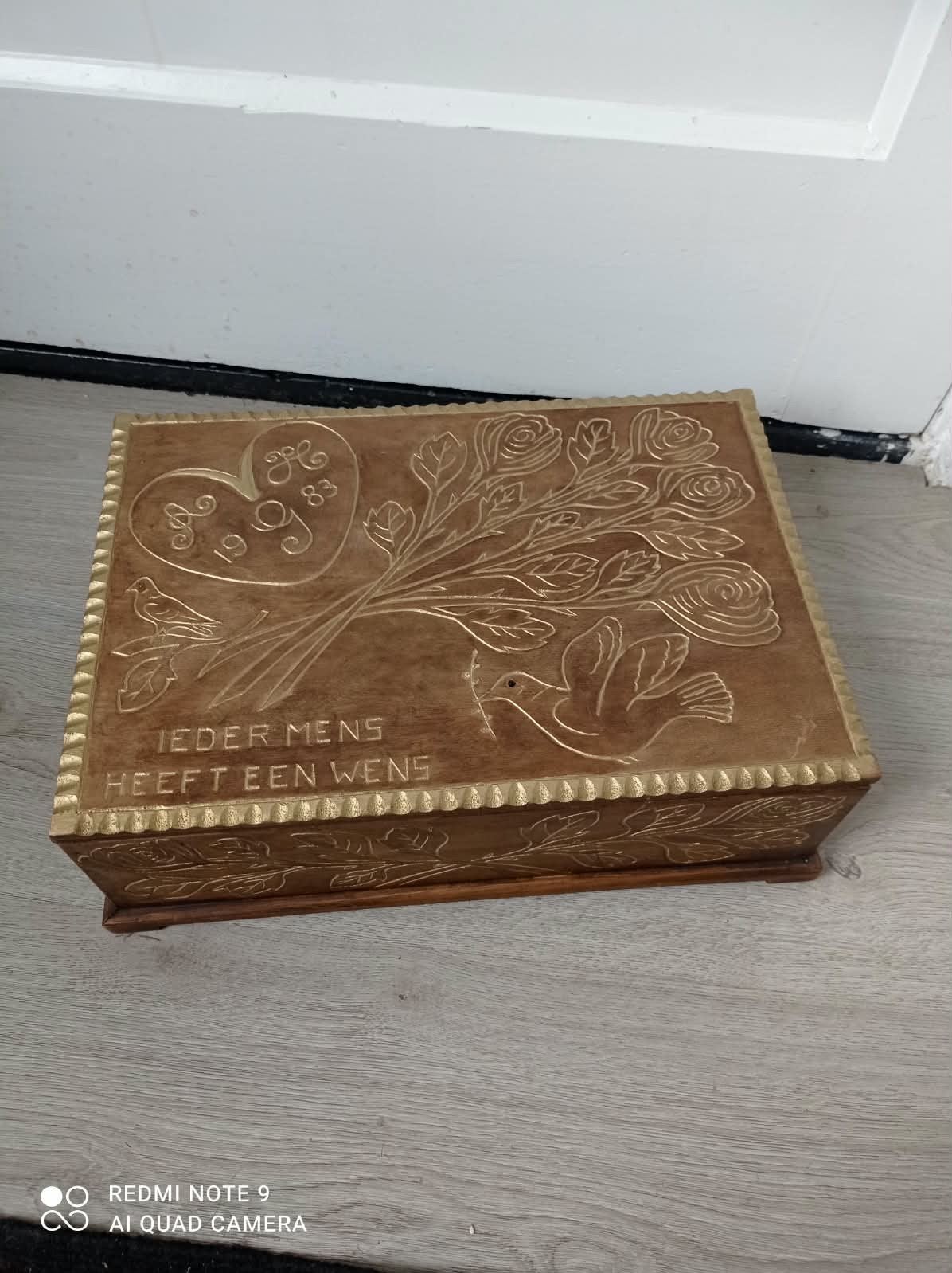 Vintage Houten Doosje met Gedetailleerd Houtsnijwerk, Ophalen of Verzenden