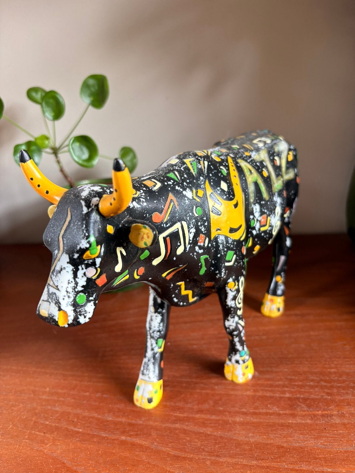 Koeienbeeld cowparade 'Jazz'  / graffiti stijl (large), Ophalen of Verzenden, Gebruikt, Dier