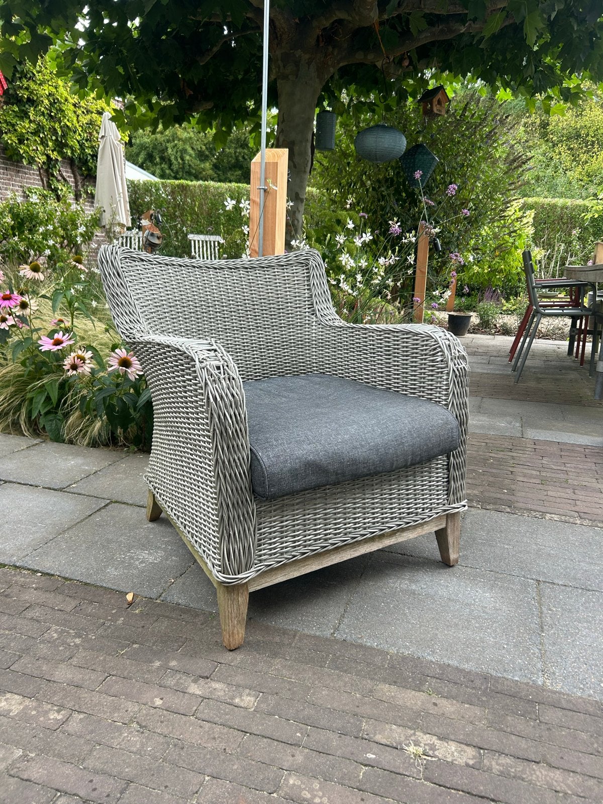 Wicker Tuinstoelen met zitkussens, Ophalen, Gebruikt, Wicker