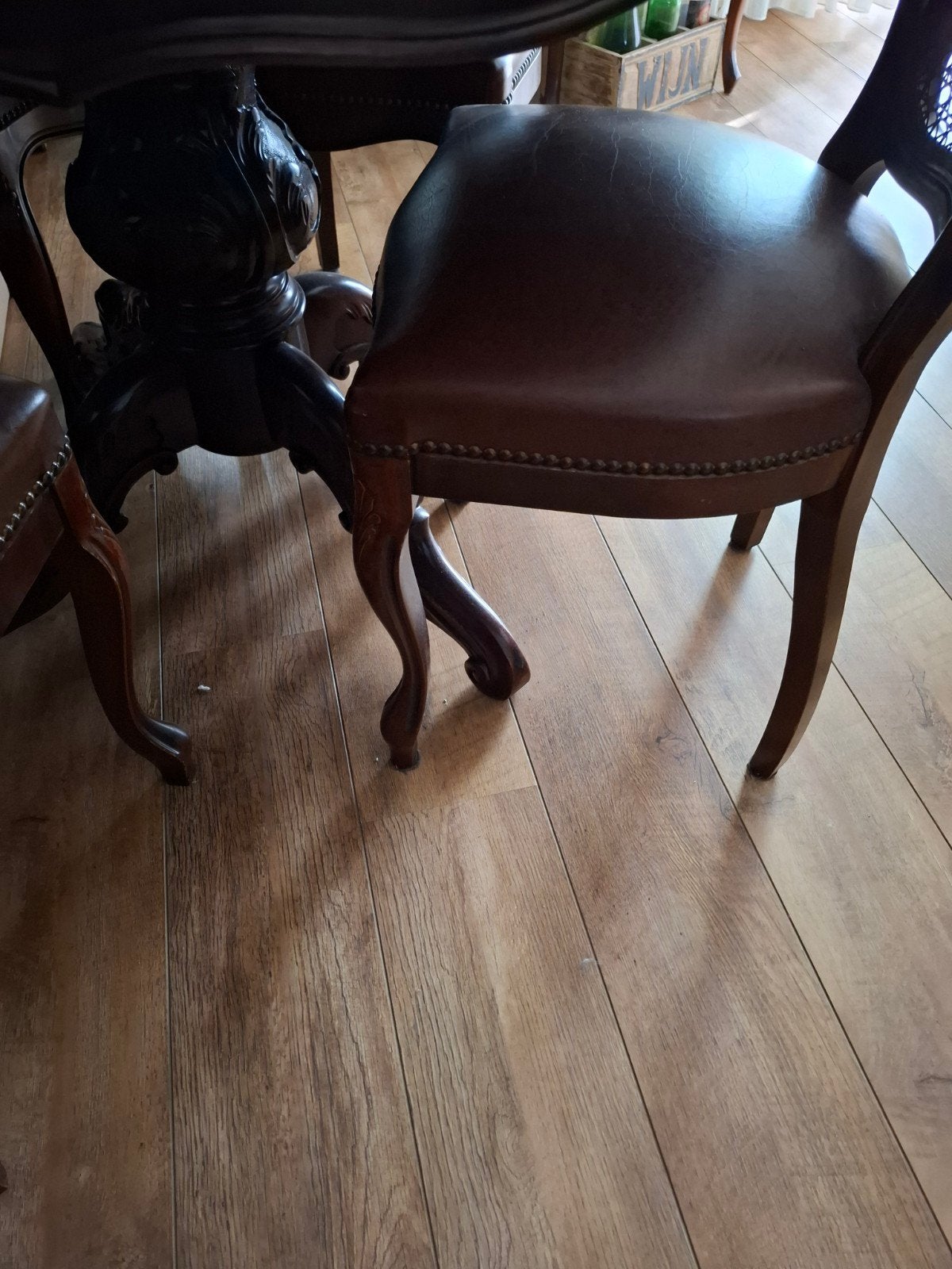 Antieke Ronde Eethoek met 4 Stoelen, Antiek en Kunst, Ophalen