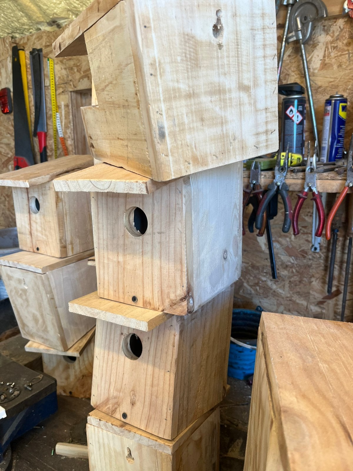 Koolmees,Merel, Roodborst nest kast, Ophalen, Nieuw