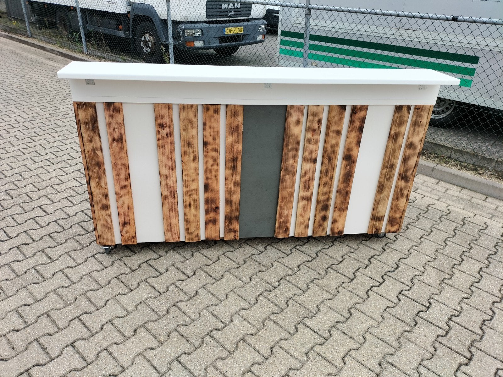 Verrijdbare tuinbar / buitenbar met wasbak en kraan – 200x80, Ophalen