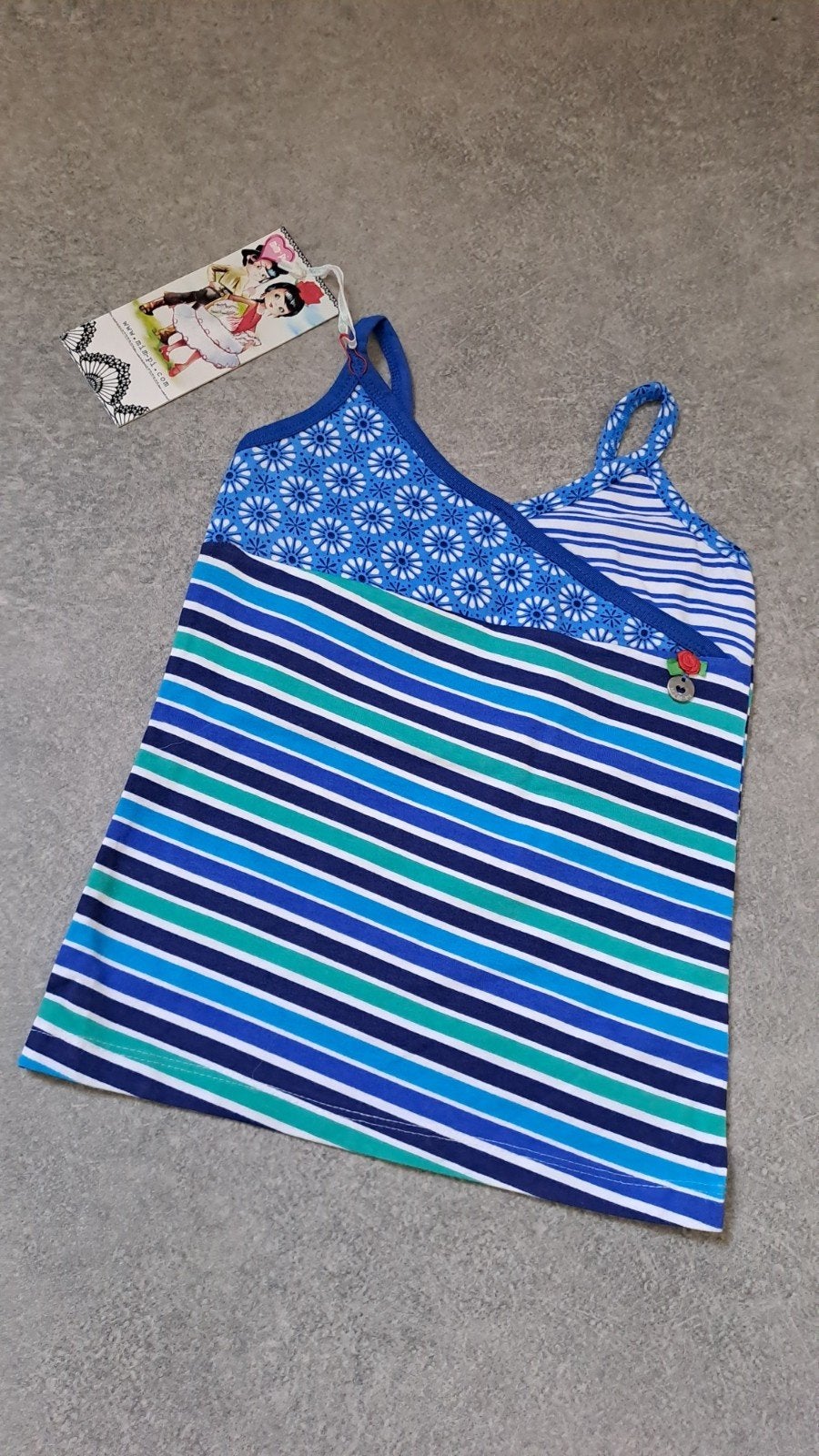 Mim-Pi Meisjes Topje Streep & Bloemenprint Maat 104 Nieuw, Kinderen en Baby's, Kinderkleding | Maat 104, Meisje, Nieuw, Ophalen of Verzenden