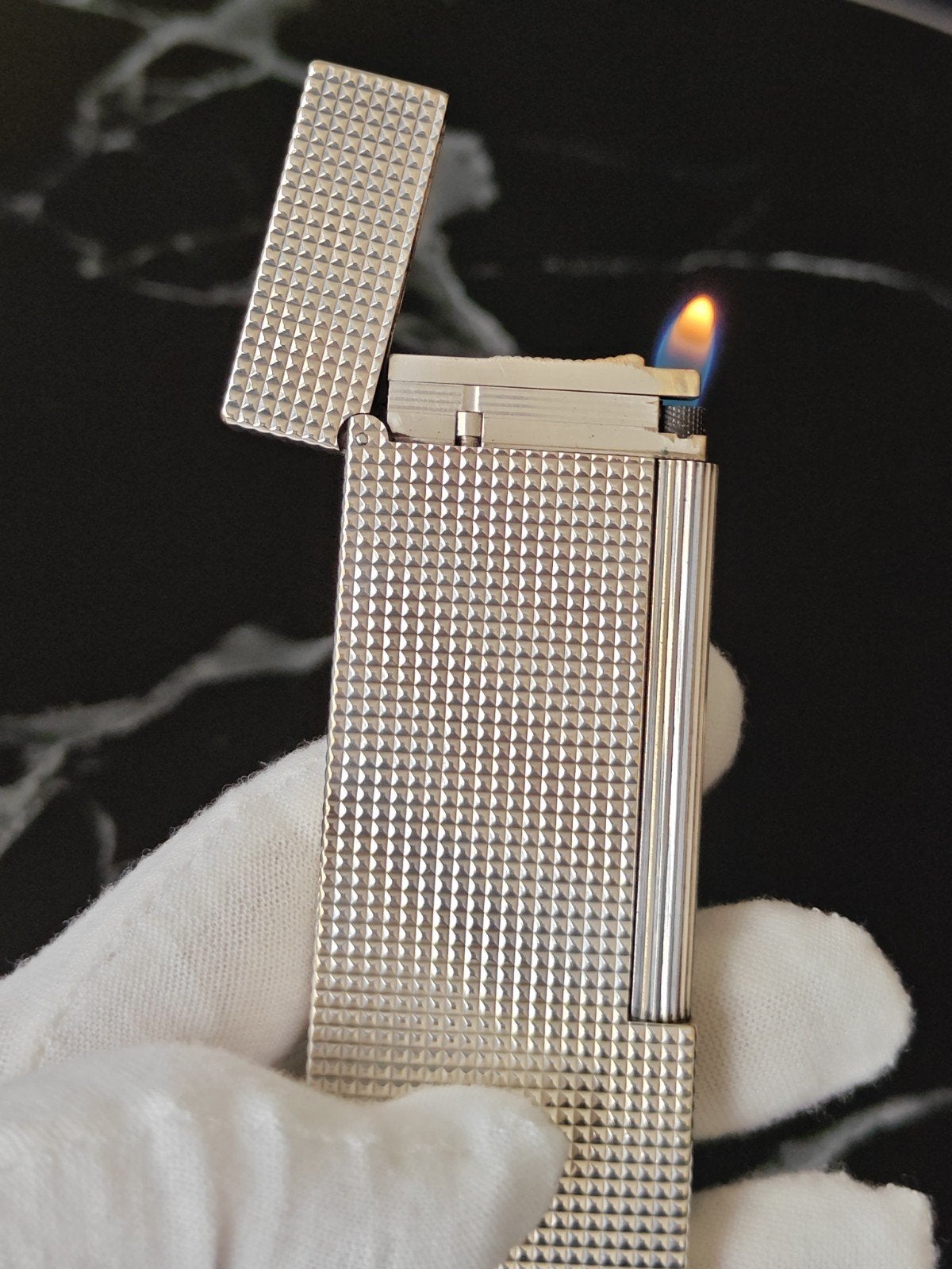 S.T. Dupont Ligne 2 Long Table - Silver Plated - Working, Verzenden, Gebruikt, Aansteker