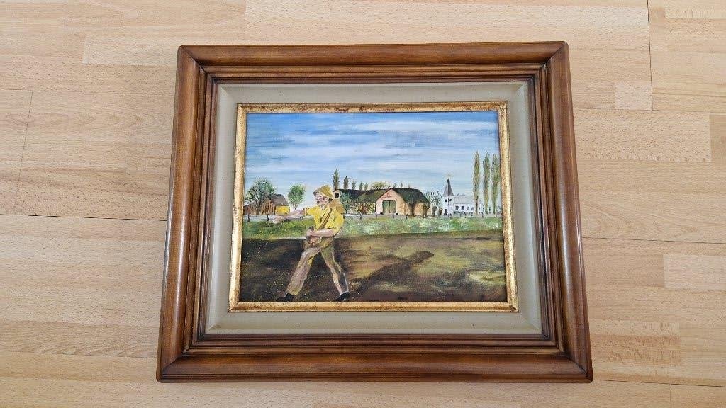 oud schilderij op doek gesigneerd, Ophalen of Verzenden, Gesigneerd, Landschap