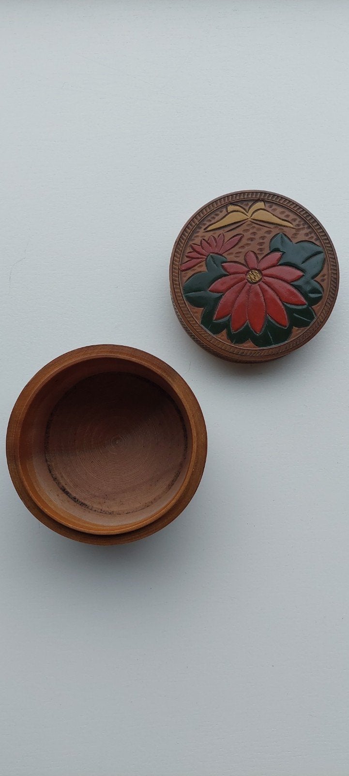 Vintage houten onderzetters met bloem en vlinder (12 st.), Ophalen of Verzenden