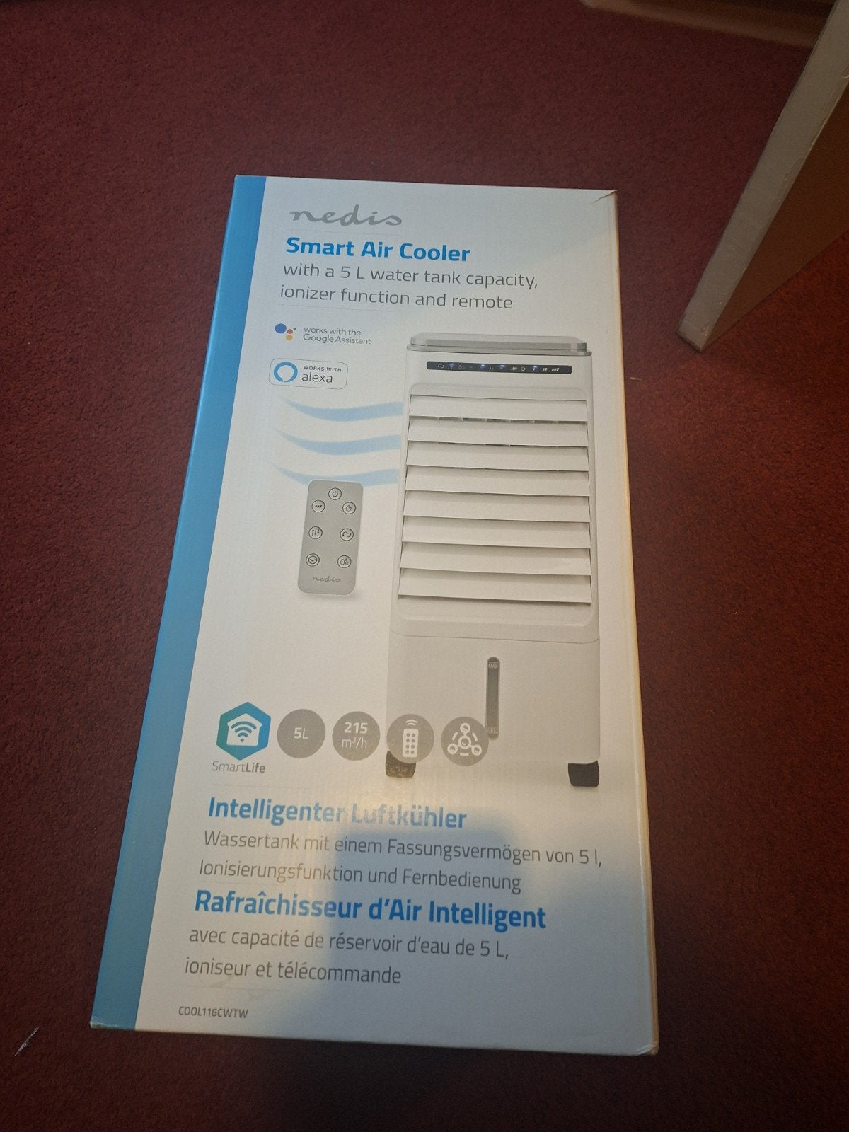 Nedis Smart Air Cooler met 5L watertank en afstandsbediening, Minder dan 60 m³, Nieuw, 3 snelheden of meer, Ophalen of Verzenden