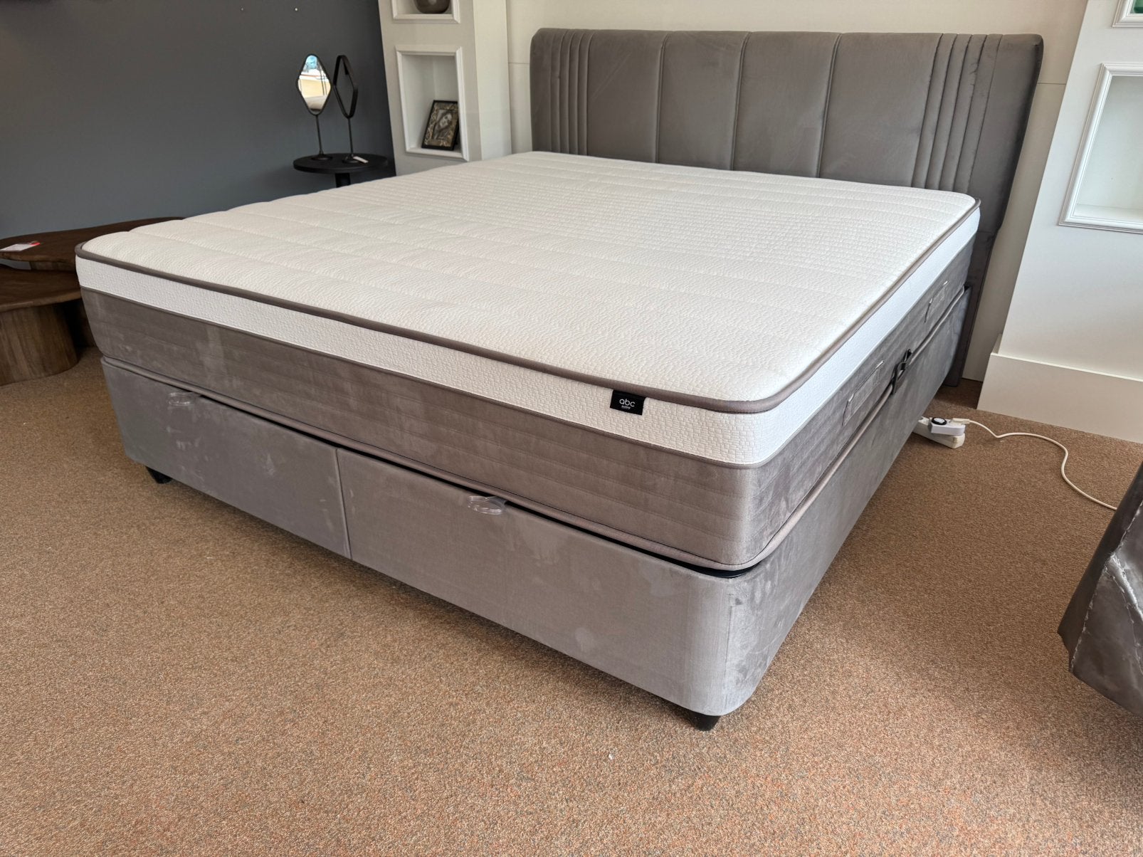 Boxspring/Baza met opbergruimte 180 Direct/leverbaar E7378, Ophalen, #Opbergbox#Boxspring#Baza#Opbergruimte#180cm#Grijs#Velvet