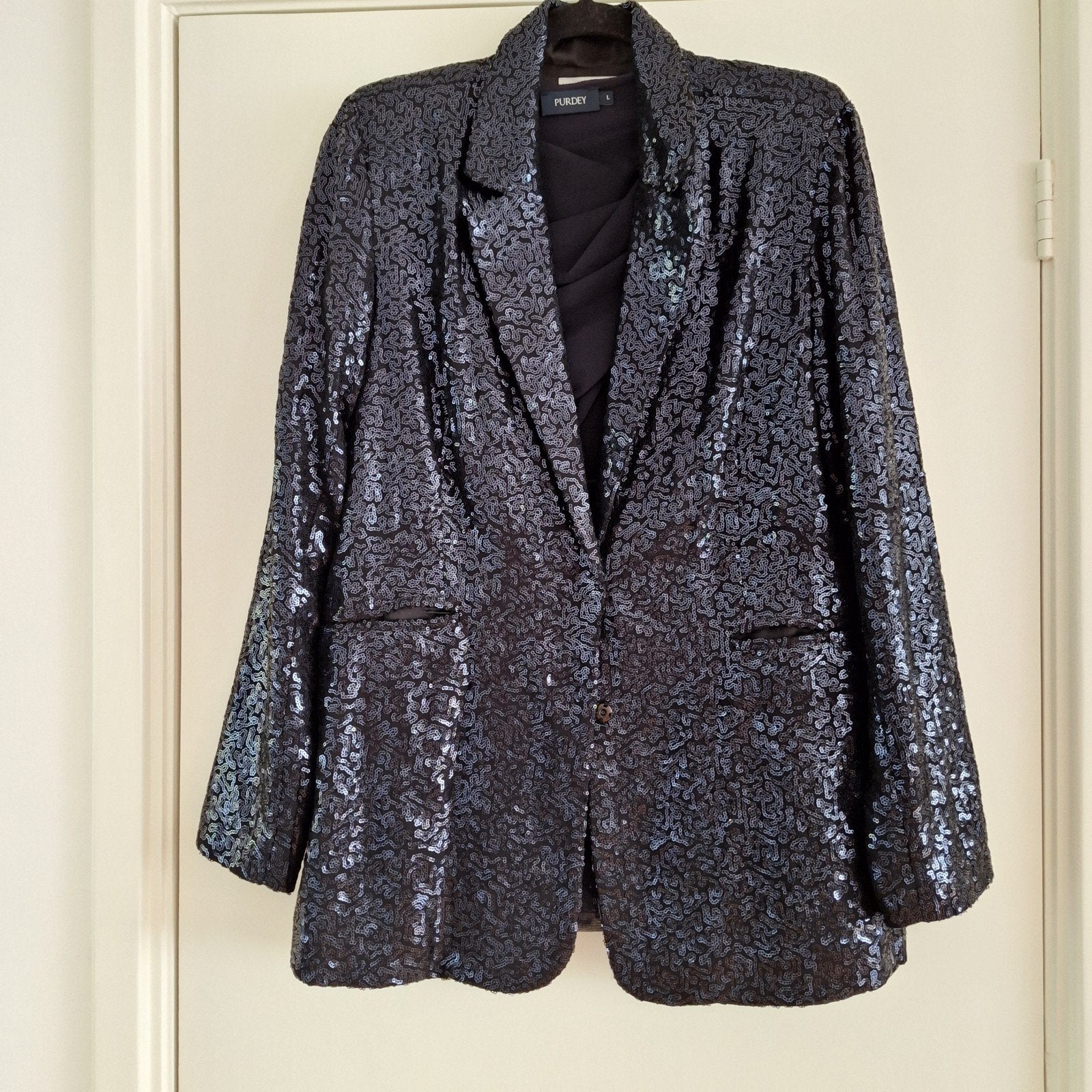 Compleet PURDEY Pak - Blauwe Pailletten - Maat 40, Kleding | Dames, Gelegenheidskleding, Maat 38/40 (M), Overige typen, PURDEY