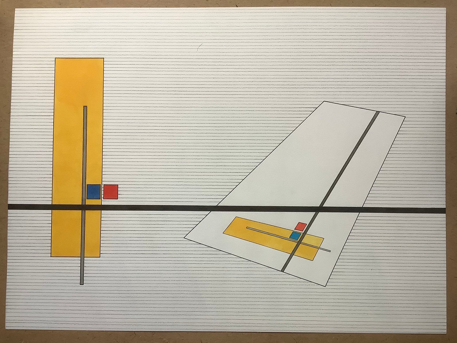 Schilderij,  abstract, Construction Z1,  Laszlo Nagy,  1922, Ophalen of Verzenden