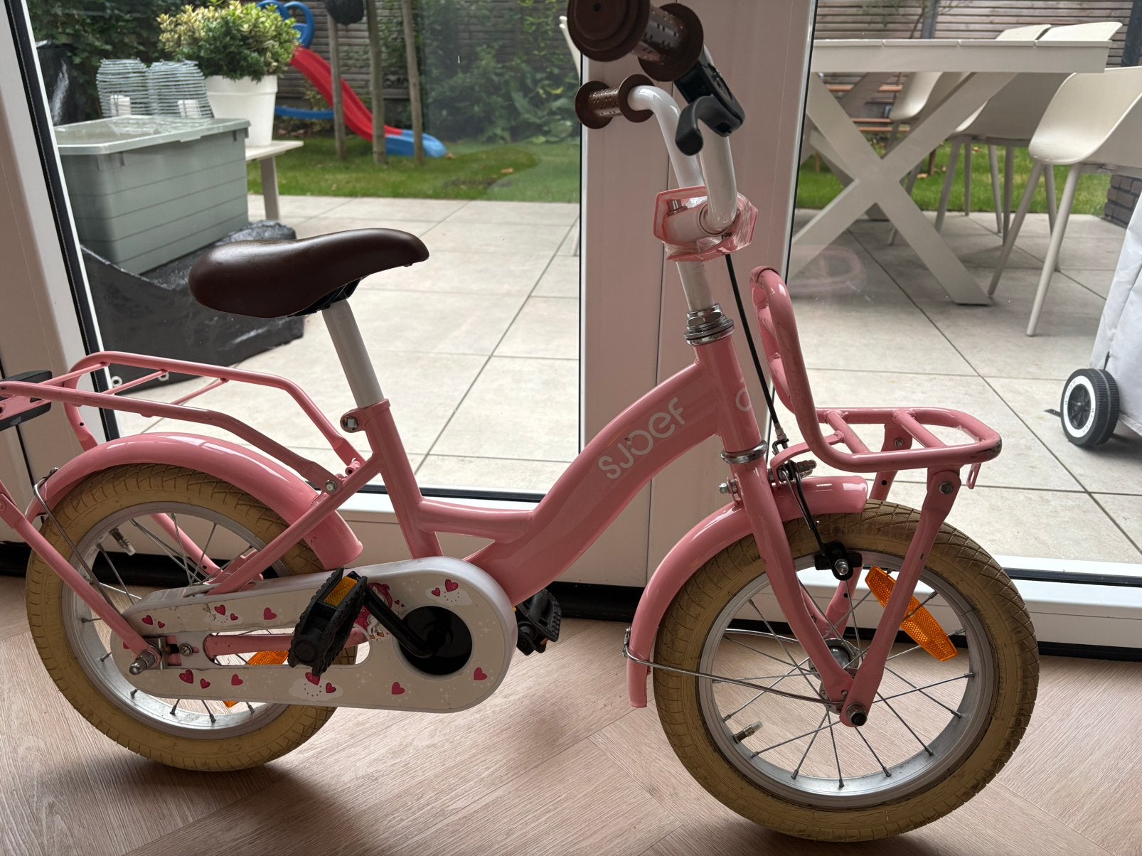 SJOEF Classic Meisjesfiets 14 inch - Roze, Ophalen, Gebruikt, Minder dan 16 inch