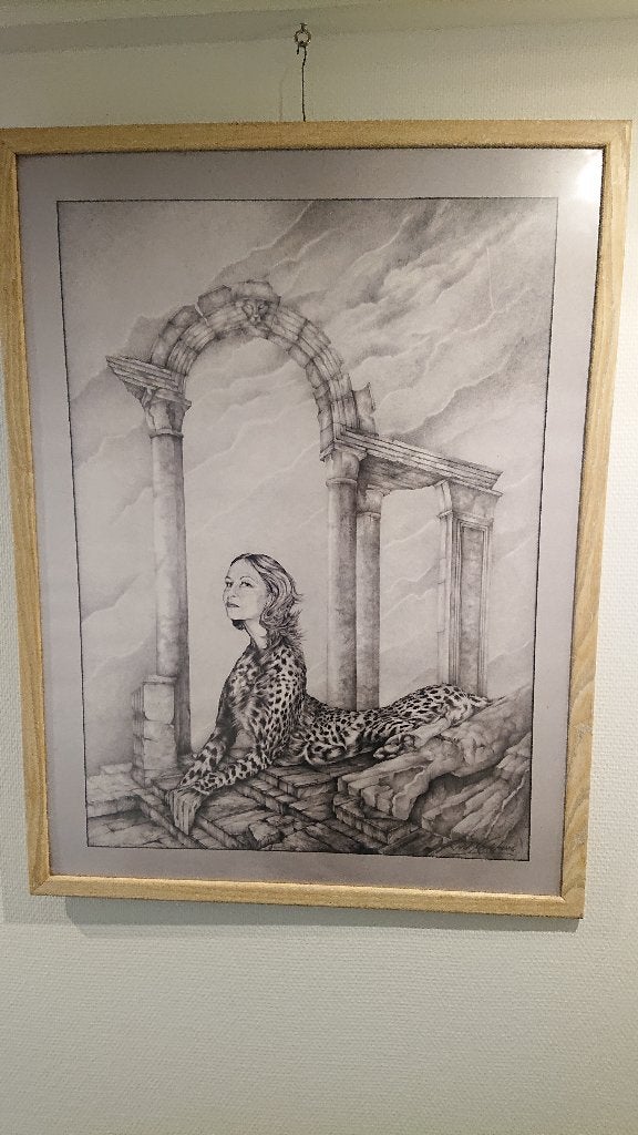 urrealistische kunstdruk "Vrouwelijke Sfinx" – ingelijst, Ophalen of Verzenden