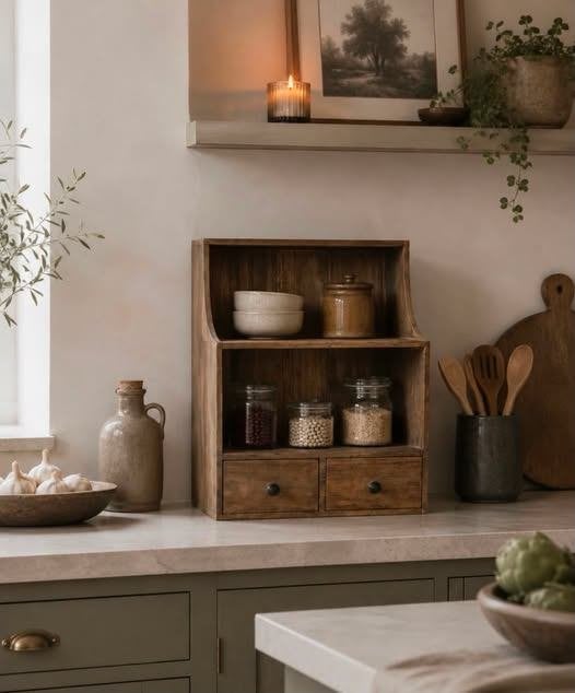 Houten gruttersbak met 2 lade, Ophalen of Verzenden