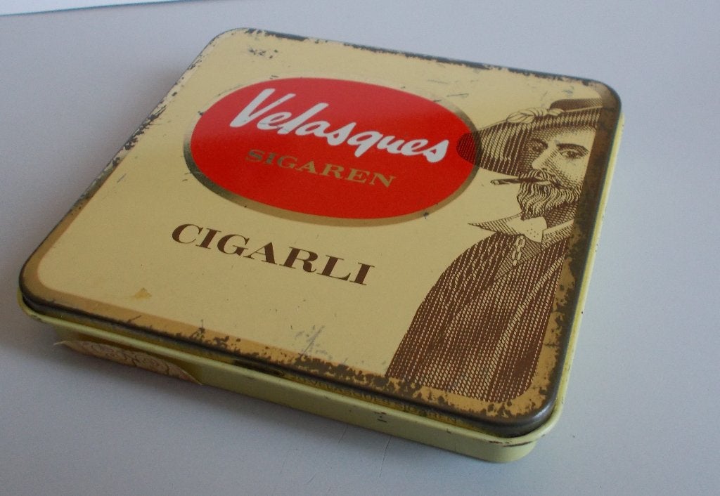 Sigarenblik - 20 Velasques Sigaren Cigarli., Verzamelen, Ophalen of Verzenden, Gebruikt, Tabaksdoos of Verpakking