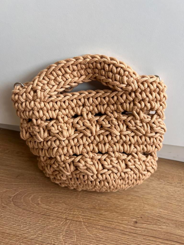 Mooie kleine tas rotan tasjes vegan tas 👜, Ophalen of Verzenden, Zo goed als nieuw, Beige, Schoudertasje