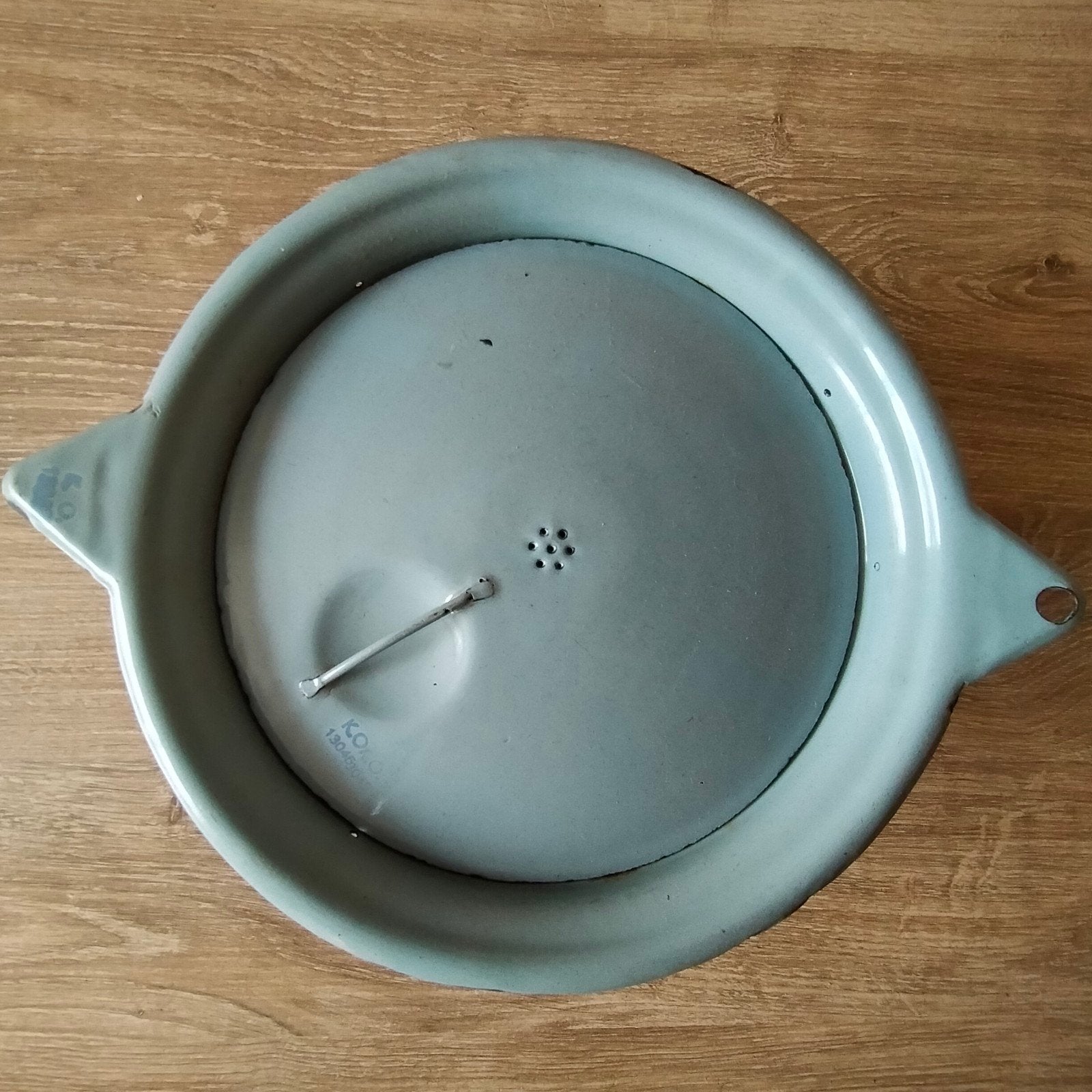 EMAILLE GRIJSE VERGIET MET DEKSEL., Ophalen of Verzenden