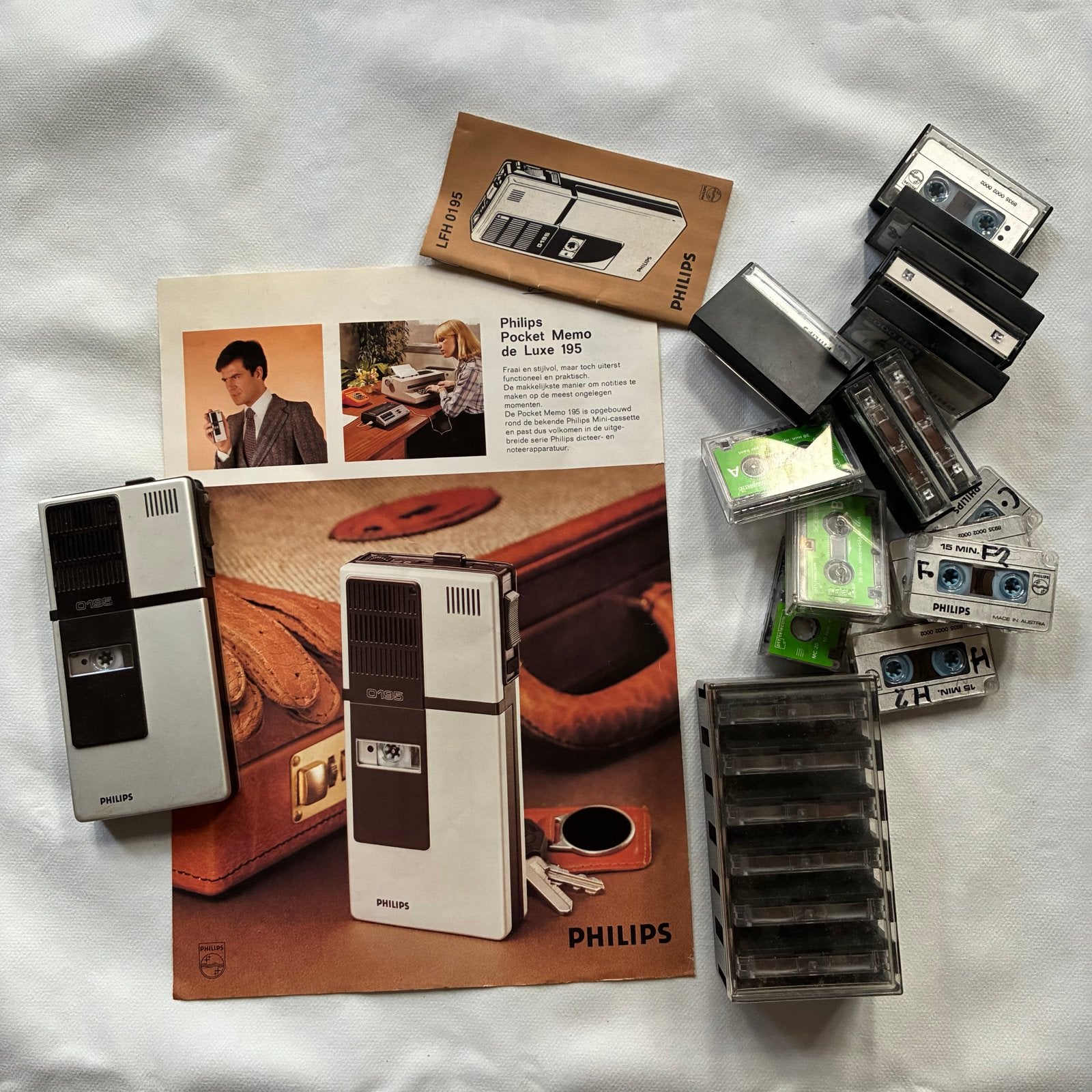 Philips Pocket Memo de Luxe LFH 0195 met bandjes en boekjes, Ophalen of Verzenden, Bandrecorder, Met banden