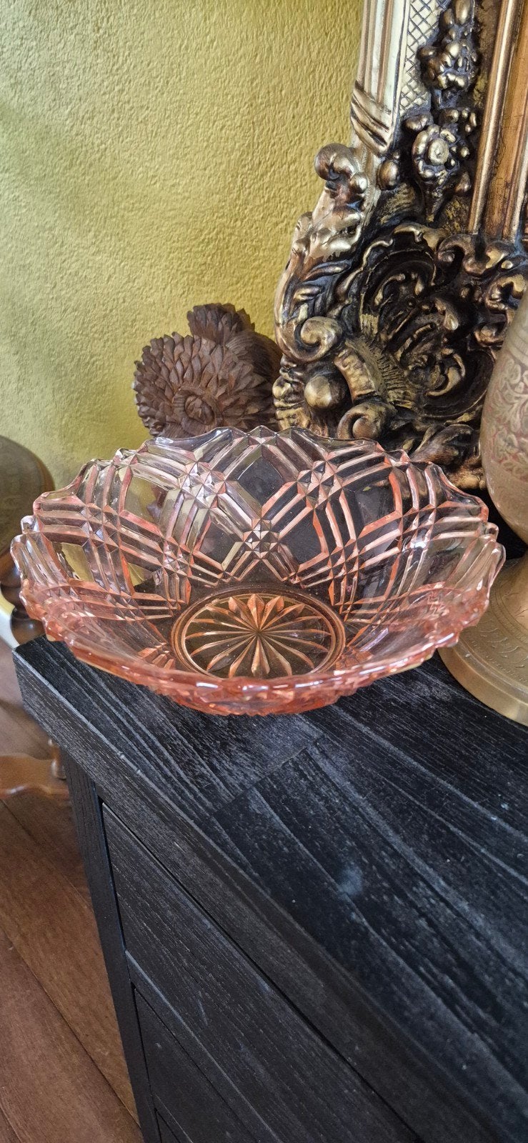 Vintage Roze Glazen Schaal - 25cm Diameter, Ophalen of Verzenden
