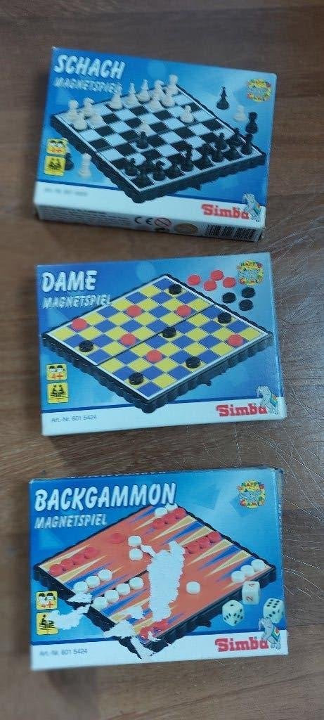 3 magnetische Reisspellen, Schaken, Dammen, Backgammon, Diverse, Een of twee spelers, Nieuw, Ophalen of Verzenden