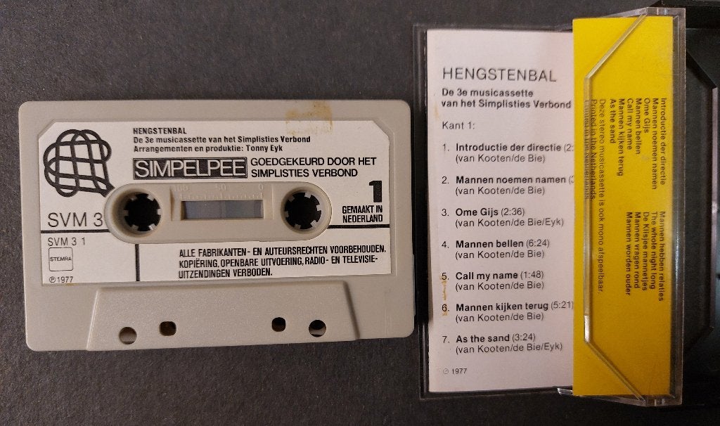 Simplisties Verbond CASSETTE Koot en Bie 1977 Hengstenbal, Gebruikt, 1 bandje, Ophalen of Verzenden, NvT