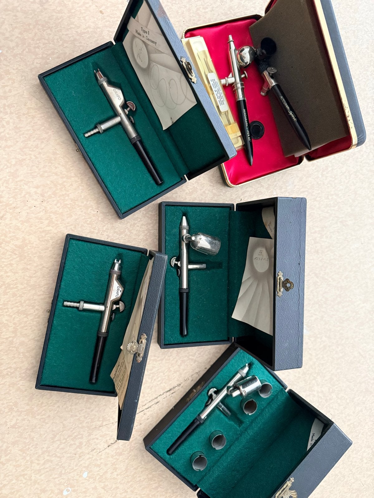 Vintage Airbrush Set - Grafo & Aerograph Sprite/Super 63, Ophalen of Verzenden, Gebruikt, Airbrush en Toebehoren