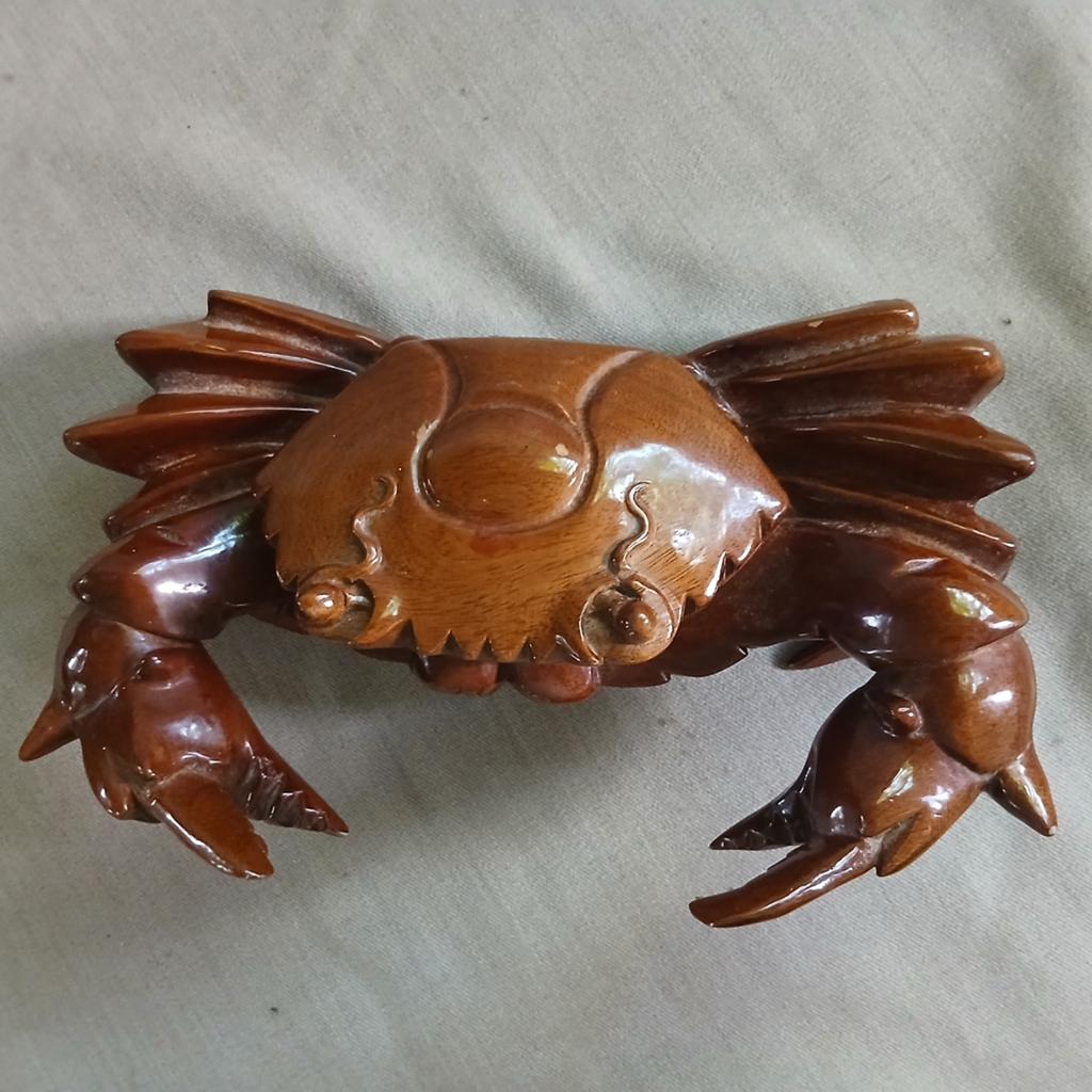 Houten krab, bakje, Feng Shui decoratie, Antiek en Kunst, Curiosa en Brocante, Ophalen of Verzenden