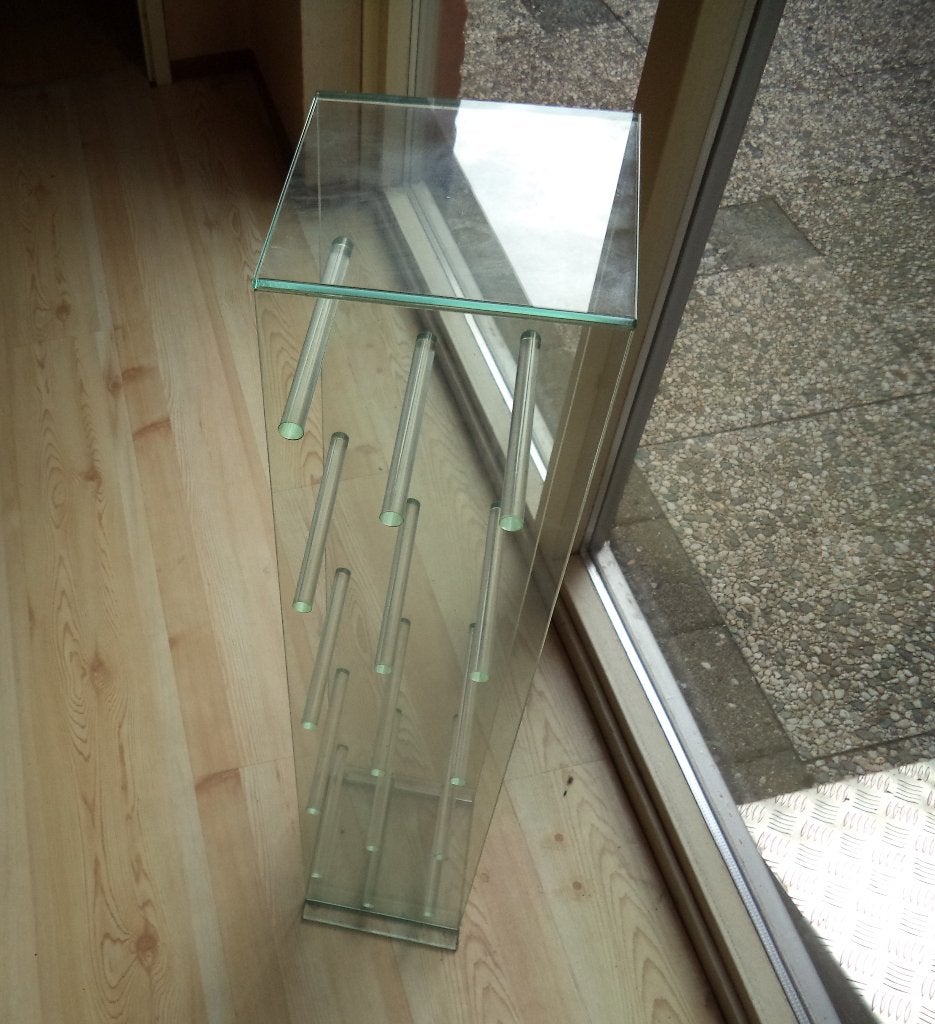 jaren 90 dik glas design CD rek voor 75 compact discs, Ophalen, Zo goed als nieuw, Glas, Cd's