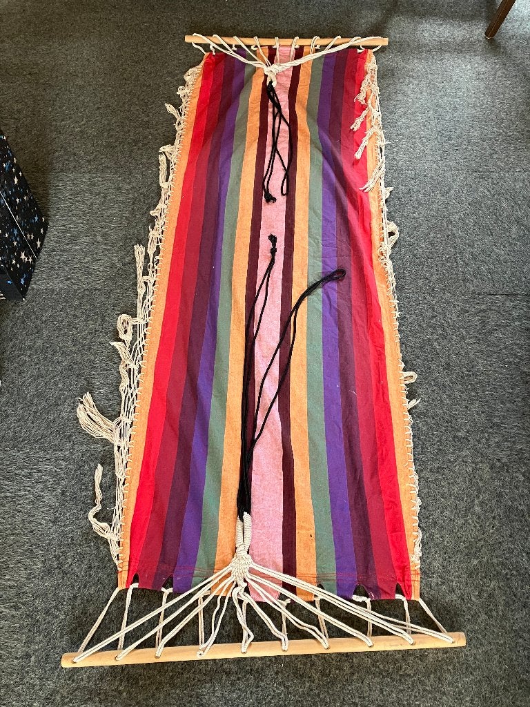 hangmat + hangstoel stof doek katoen, Tuin en Terras, Gebruikt, Opvouwbaar, Ophalen of Verzenden, Eenpersoons