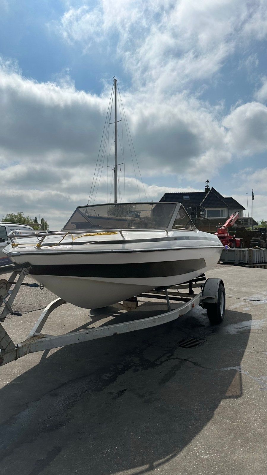 Snelle polyester boot met 70 pk Force buitenboordmotor, Watersport en Boten, Ophalen of Verzenden, Polyester, Buitenboordmotor