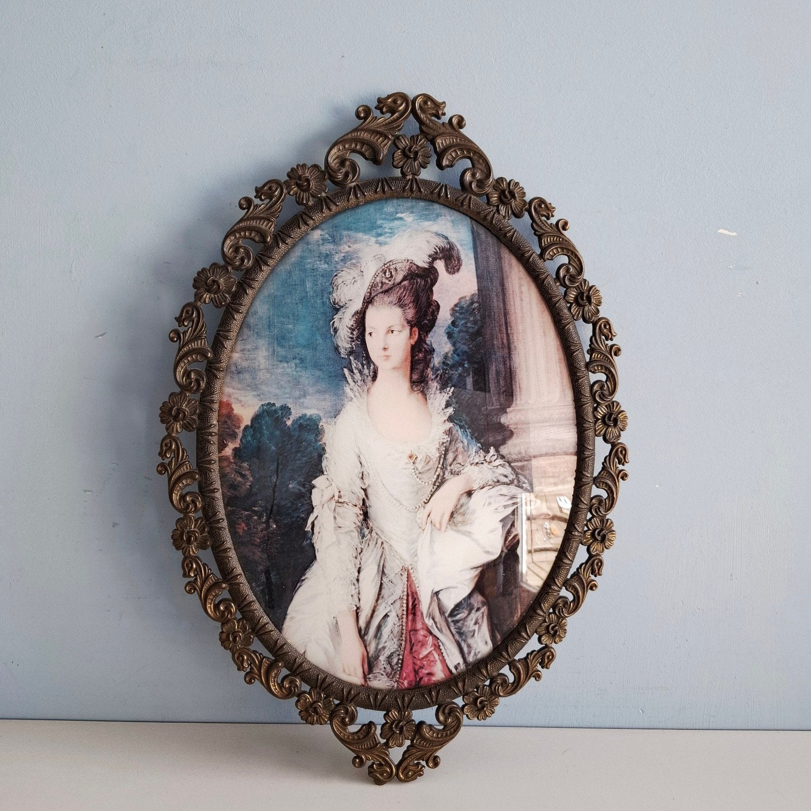 Barokke wandlijst met klassiek portret (Mrs. Graham), Antiek en Kunst, Ophalen of Verzenden