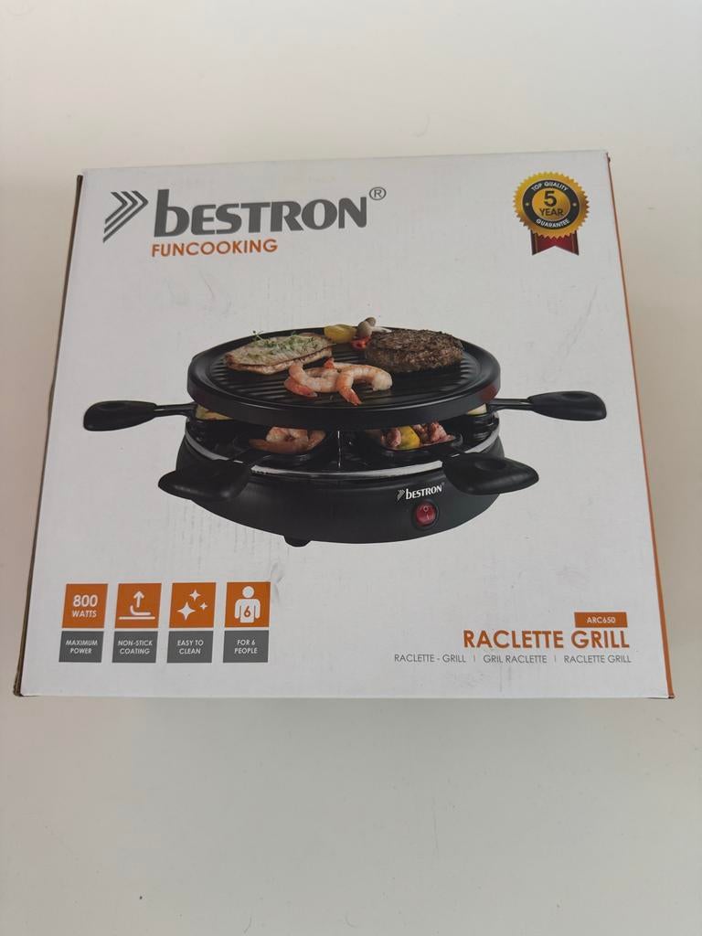 Bestron Raclette Grill ARC650 - Nieuw in doos voor 6 pers., Ophalen, Nieuw, 4 t/m 7 personen