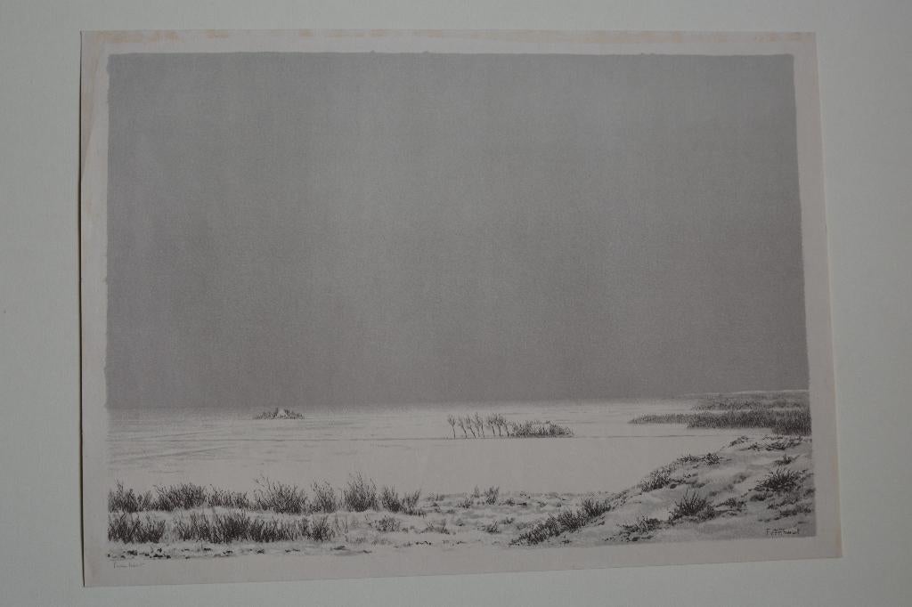 EDGAR FERNHOUT WINTER Mooie Litho 1947 Schildersprent SP10, Verzenden, Origineel, 47 cm, 34 cm