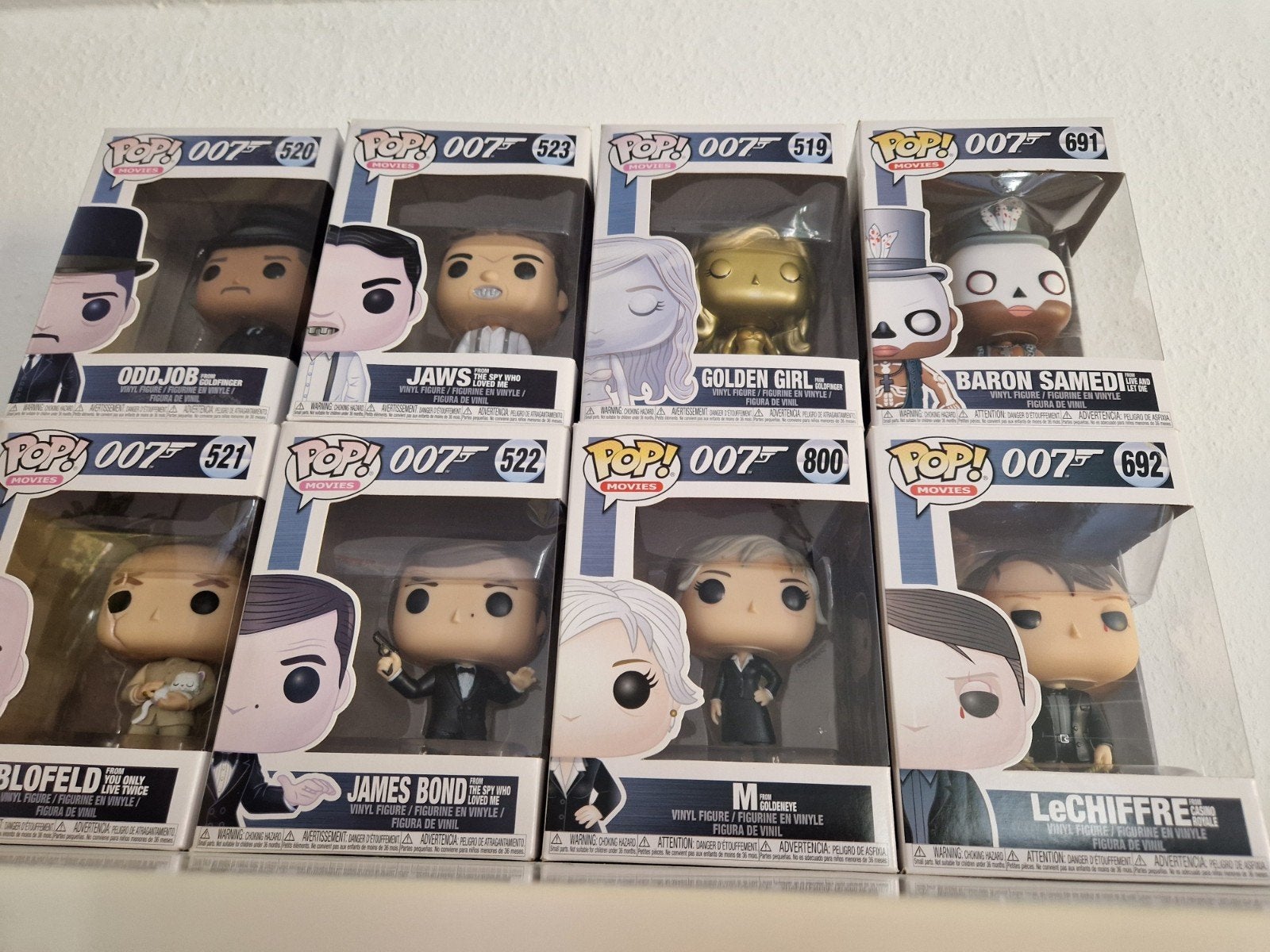 8 verschillende James Bond Funko Pop poppen, Ophalen, Nieuw