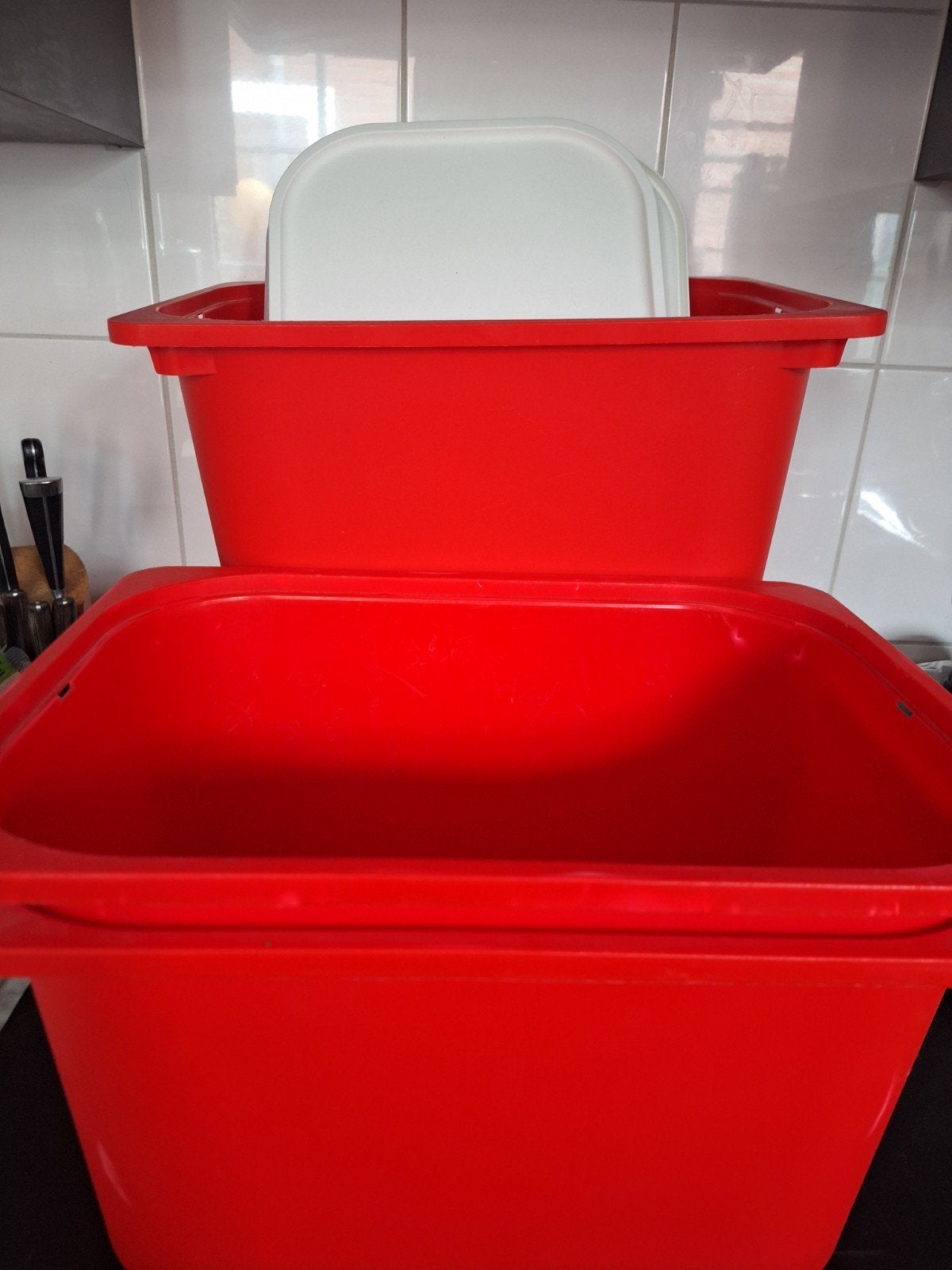 3x rode ikea trofast bak ( maat L) incl deksel, Ophalen, Overige typen