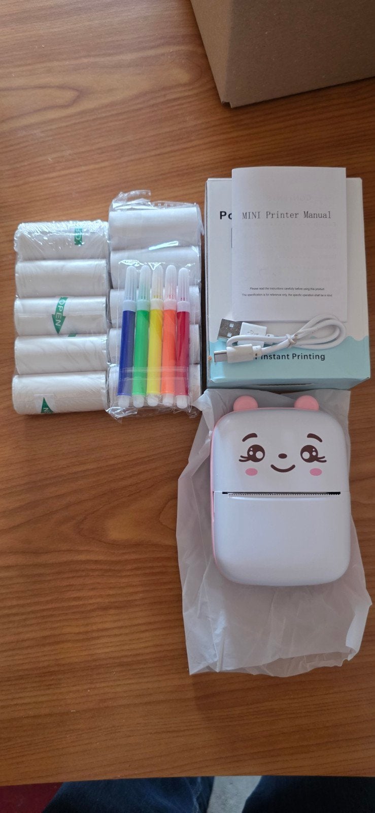 Mini draagbare thermische printer met rollen en stiften, Computers en Software, Ophalen, Nieuw, Onbekend