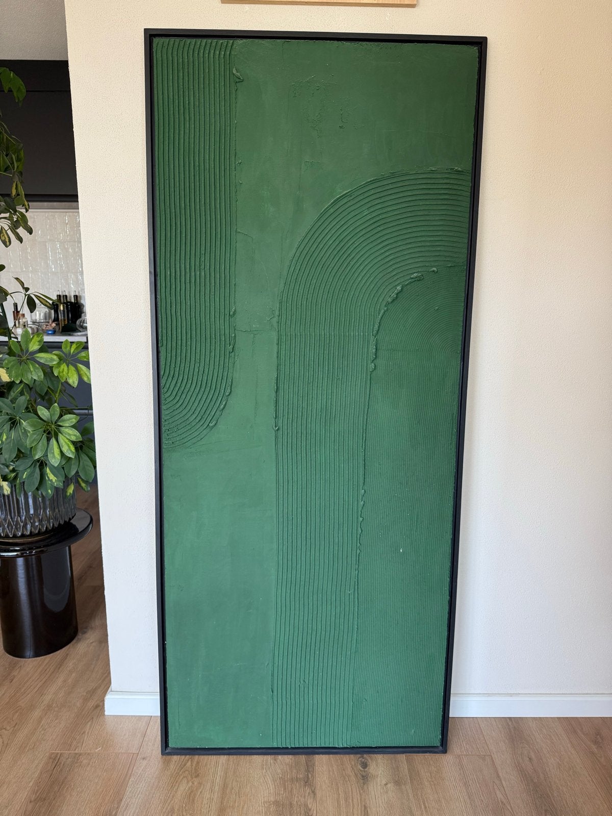 Groot groen abstract schilderij met textuur, Huis en Inrichting, Woonaccessoires | Schilderijen, Tekeningen en Foto's, Ophalen