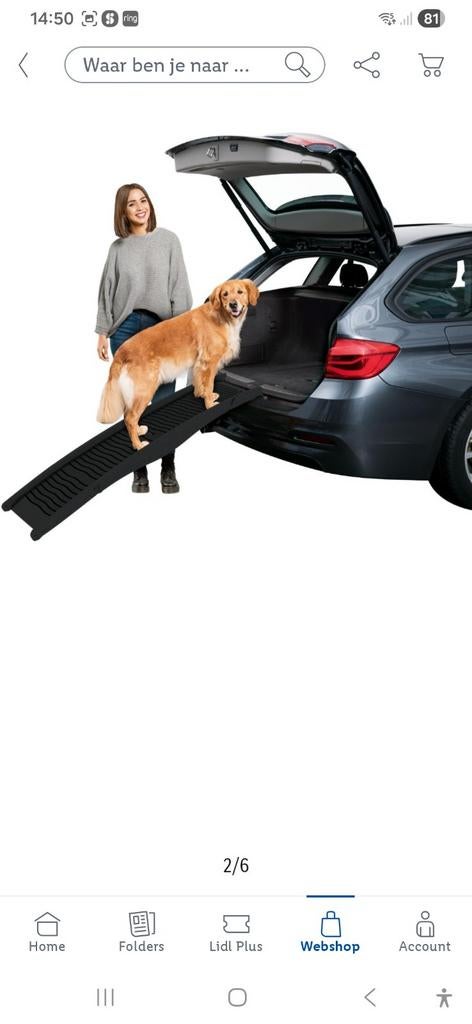 Te koop z.g.a.n opvouwbare loopplank hond voor in de auto., Ophalen of Verzenden, Zo goed als nieuw