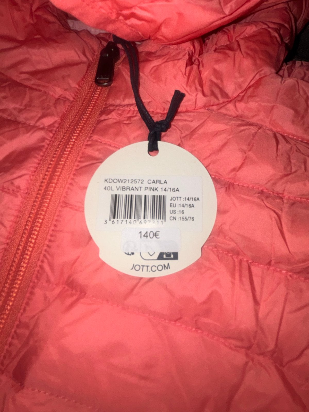 JOTT Carla donsjas - Vibrant Pink - Maat 14/16A (M), Ophalen of Verzenden, Nieuw, Maat 38/40 (M), Roze