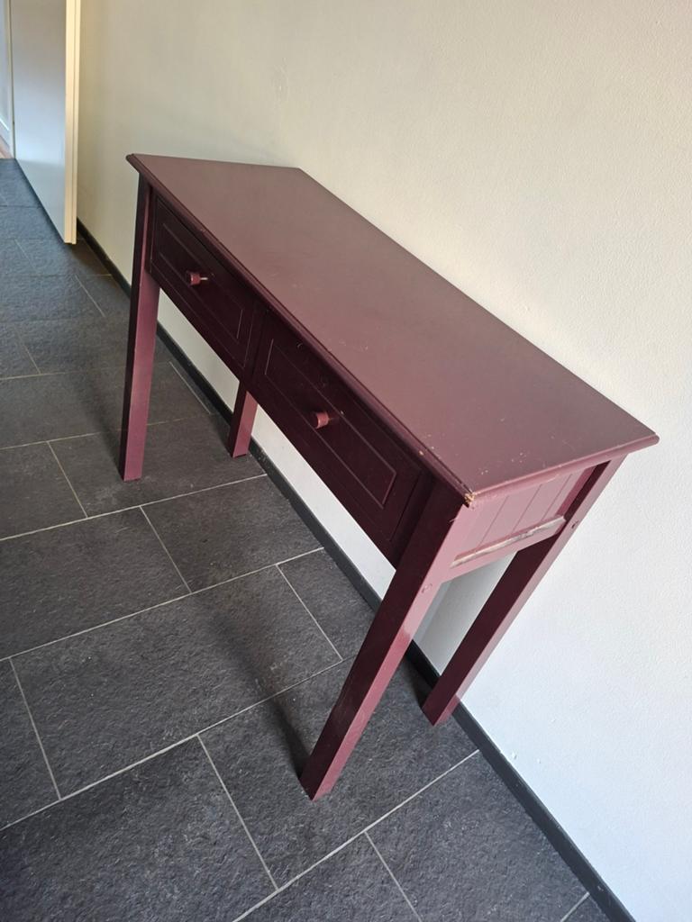 Bordeauxrode  Tafel met Lades - Gebruikt, Ophalen, Gebruikt, 100 tot 150 cm, 25 tot 50 cm