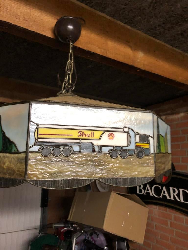 Unieke Shell Hanglamp - Handgemaakt Glas-in-lood, Ophalen of Verzenden, Gebruikt, Glas, Minder dan 50 cm