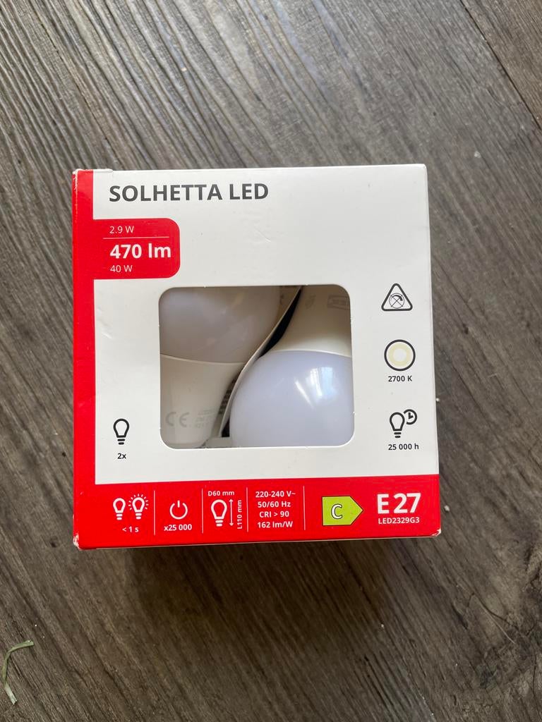 IKEA SOLHETTA LED E27 Lampen - Nieuw en Ongebruikt (2 stuks), Ophalen of Verzenden, Zo goed als nieuw