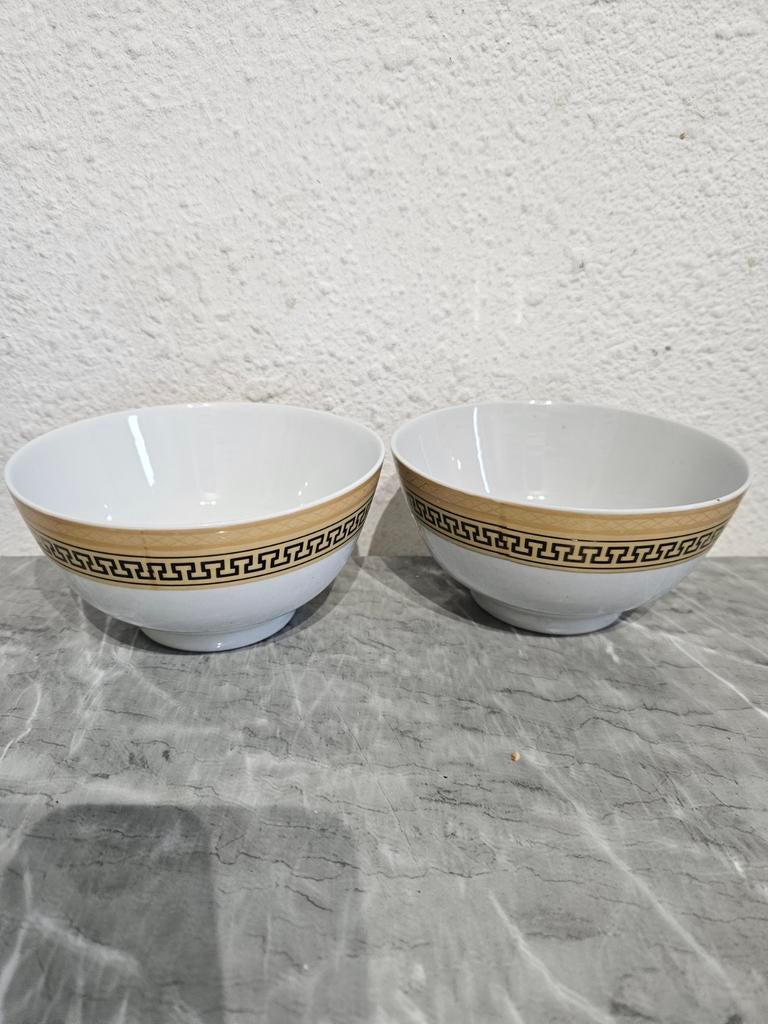 Set van 2 witte kommen met Griekse rand, Huis en Inrichting, Ophalen of Verzenden
