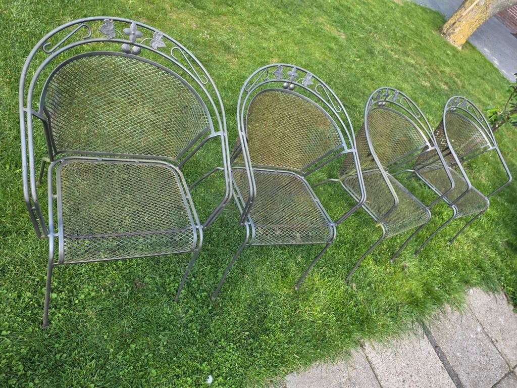 Royal garden kettler 4 strekijzer tuinstoelen met roest, Tuin en Terras, Tuinstoelen, Ophalen, Gebruikt, Metaal