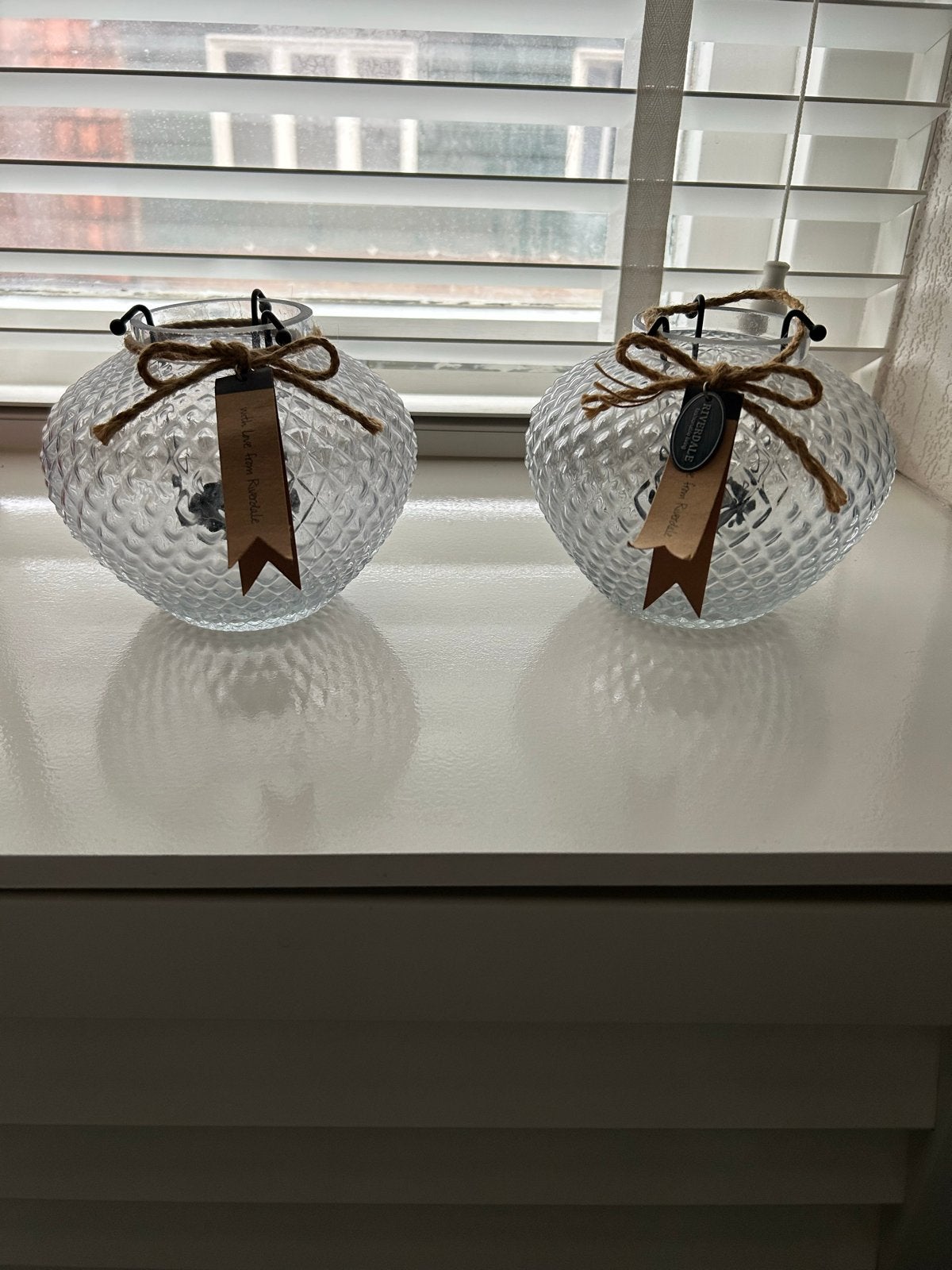 4 nette Riverdale waxinelichthouders, Ophalen, Riverdale, Waxinelichthouder, Glas