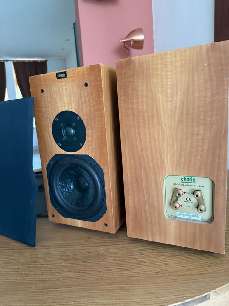 Chario Hi-Fi Boekenplank Speakers (een filter stuk), Zo goed als nieuw, 60 tot 120 watt, Front, Rear of Stereo speakers, Ophalen