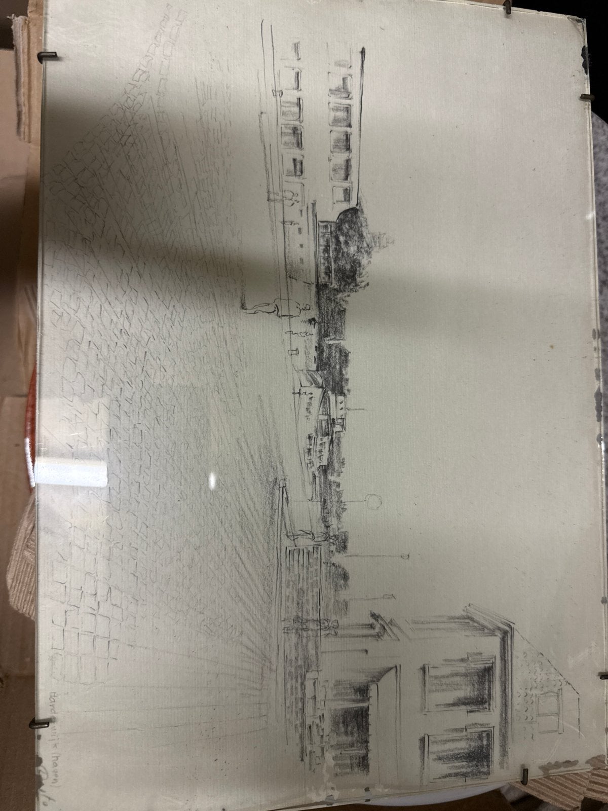 Potloodtekening  Harderwijk haven, Ophalen of Verzenden, Tekening, Potloodtekening, Gesigneerd