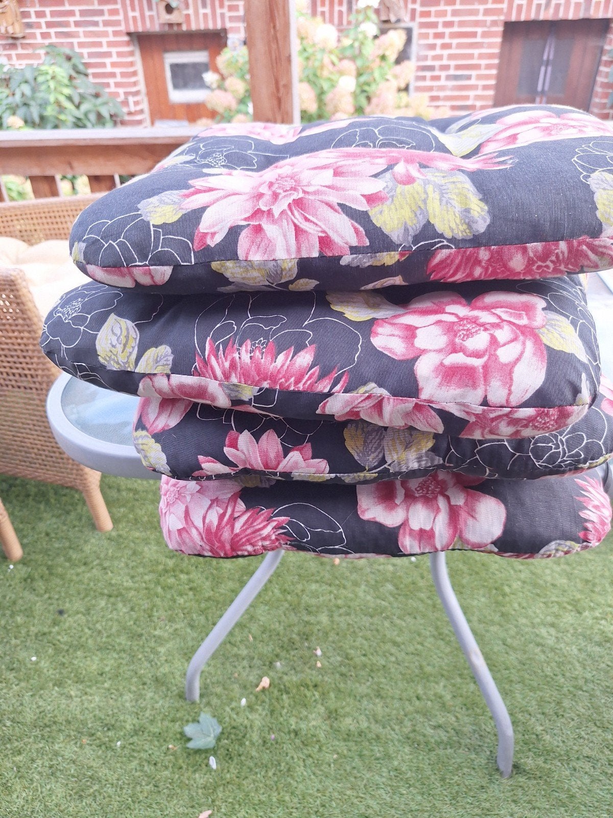 Tuinkussens met bloemenprint - Set van 4, Tuin en Terras, Ophalen of Verzenden, Zo goed als nieuw