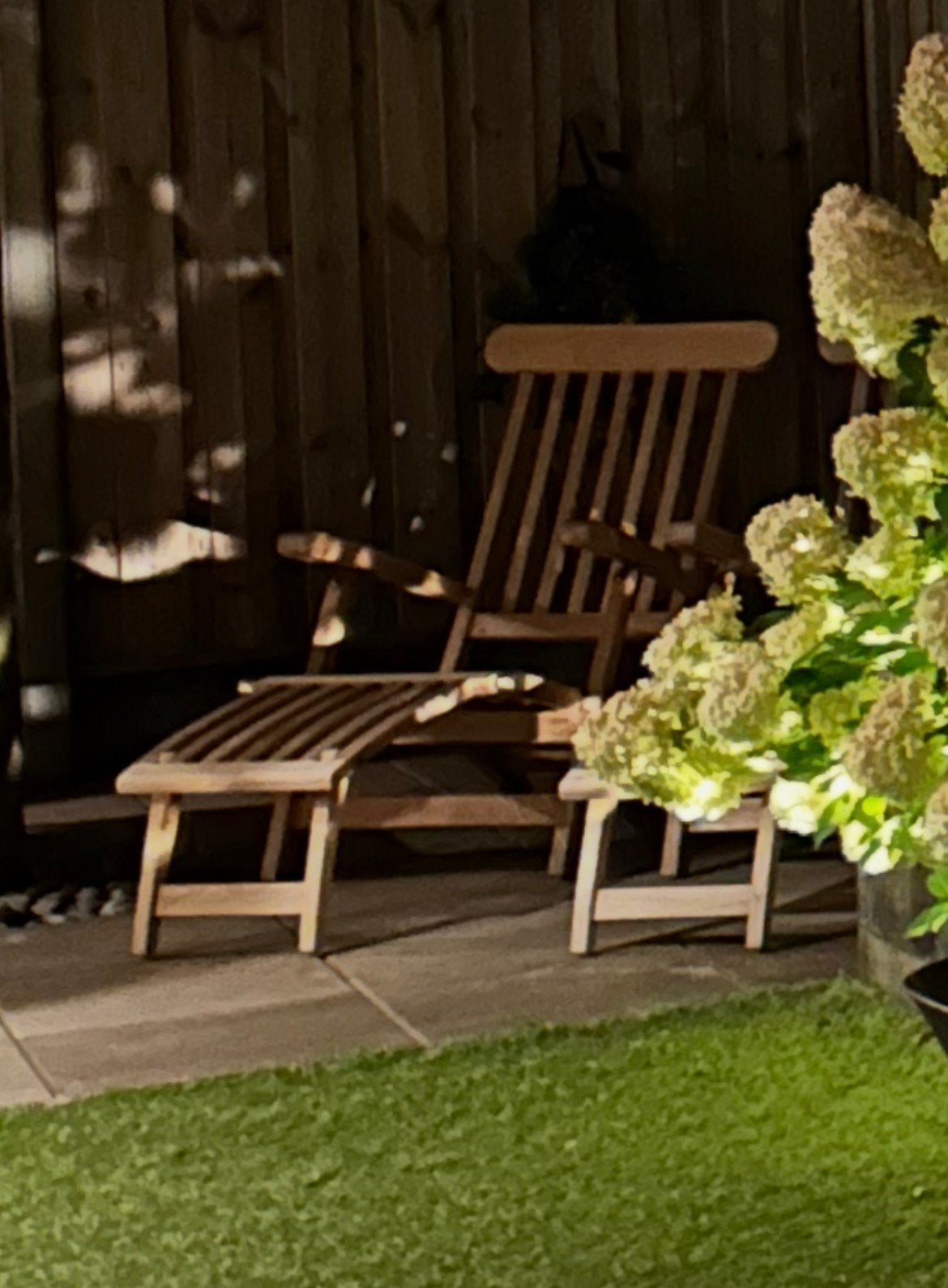 Deckchair teakhout 2 stuks met zwarte kussens, Ophalen, Teakhout