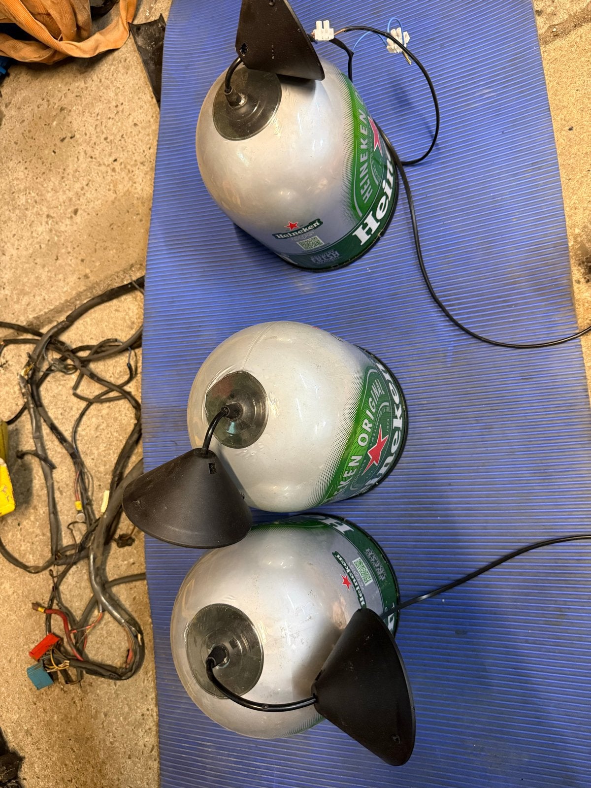 Heineken lampen - set van 3, Overige merken, Gebruikt, Industrieel, E27 (groot)